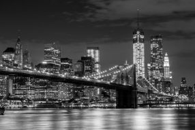 Фотообои Черно-белый мост ночью