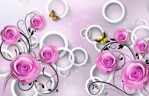 Фреска 3D Розы и кольца