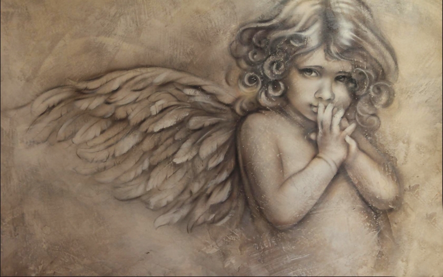 Картина на холсте Стеснительный ангелок, арт hd2348901