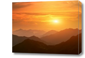 Картина Силуэт гор на закате