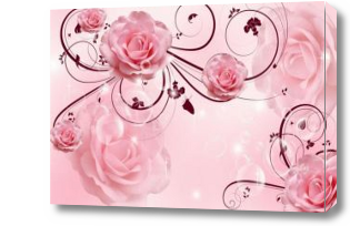 Картина 3D Розы и элегантные узоры