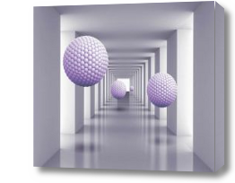 Картина 3D Сиреневые шары в тоннеле